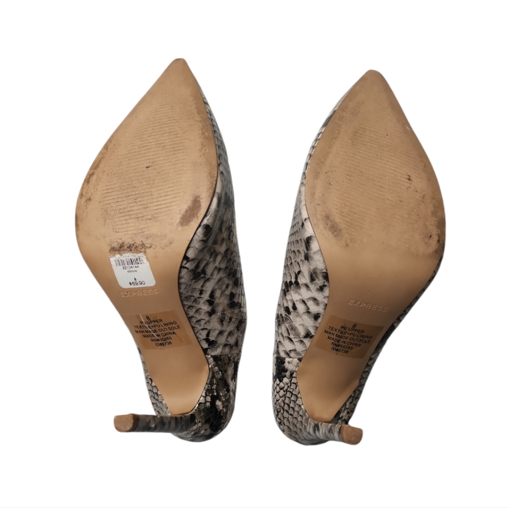 Express Snakeskin Print Pointed Toe Mules Size 8 - image 6